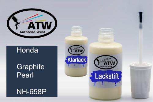 Honda, Graphite Pearl, NH-658P: 20ml Lackstift + 20ml Klarlack - Set, von ATW Autoteile West.